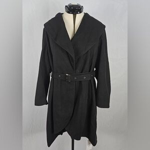 Bloomchic Peacoat Women's 1XL Black Velvet Belted Long Length Wrap